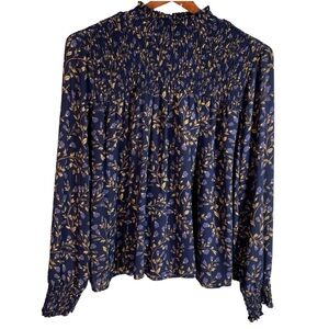 Anthropologie Blue Floral Blouse